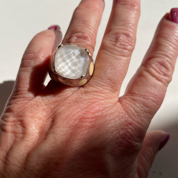 Mother of Pearl Inlay Clear Quartz Ring Size 7 - Picture 8 of 11